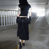 KYLETHOMASW  -  Japanese Black Dark Academia Clothes New Gothic Style Women's Clothing Y2k High Waist Straight Skirt for Women