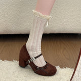 KYLETHOMASW  -  New Spring Thick Heel Women Mary Jane Shoes Fashion Rhinestone Buckle Strap Shoes Ladies Outdoor Elegant Dress Pumps