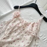 KYLETHOMASW  -  Sweet Floral Dress Summer New Korean-Style High Waist Slim Dresses Women Fashion Design Sense Niche Suspender Dress