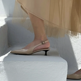 KYLETHOMASW  -  New Women Shoes Slip On Black Women Sandals Pointed Toe Slingbacks Pumps Wedding Shoes Low Heels Dress