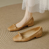 KYLETHOMASW  -  Single Shoes Women's Autumn Retro Simple Mary Jane New Square Head Shallow Mouth Comfortable Soft Leather Women's Shoes