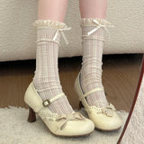 KYLETHOMASW  -  Women's High Heel Shoes 2026 New Lolita Style Women's Mary Jane Shoes Fashion Elegant Bowknot Party Wedding Ladies Dress Shoes