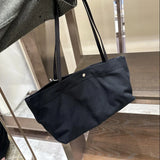 KYLETHOMASW  -  Minimalist Canvas Shoulder Tote Bag Women Thin Pu Strap Snap Button Small Handbag Daily Commute Shopping Casual Underarm Purse