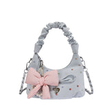 KYLETHOMASW  -  Women Cute Colorful Polka Dot Hobo Bag Ruched Handle Small PU Leather Chain Crossbody Purse with Bow Charm New Handbags