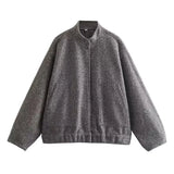 KYLETHOMASW  -  Standing Collar Buttons Women's Jackets Loose Long Sleeve Pockets Coats Solid Color Fold Tops Autumn Casual Outdoors Clothes