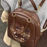 KYLETHOMASW  -  Cute Dachshund Backpack Women Retro Plaid Patchwork Large Capacity Daypack Ladies Student Multi Function Versatile Shoulder Bags