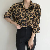 Kylethomasw  2024 New Office Lady Shirts Ladies Fashion Leopard Shirts All-match Long Sleeve Blouses Turn-down Vintage Women's Clothing