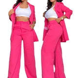 KYLETHOMASW  -  Three Sisters Autumn New Style Women's Elegant Pure Color Lapel Slim Personality Straight Trousers Two-piece Suit Women
