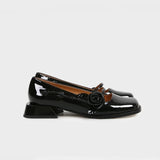 KYLETHOMASW  -  rose flower patent leather shoes woman brand designer sqaure toe pumps female thick heel button strap mary janes talons hauts