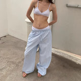 KYLETHOMASW  -  Oversized Y2k Striped Woman's Pants Baggy Harajuku Old Money Casual Basic Trousers Korean Fashion Wide Leg Elastic Waist