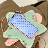 KYLETHOMASW  -  Y2K Star Shape Phone Case for iPhone 18 Pro Max 15 16 17 Pro Max Cute Silicone Crossbody Strap Hair Clip Kawaii Cover for Girls
