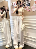 KYLETHOMASW  -  Pleated Wide Leg Jeans With a Hanging Feel Women's Summer Thin Design New High Waisted Loose Fit Slimming Straight Leg Mop Pants