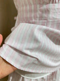 KYLETHOMASW  -  Pink Striped T-Shirt Shorts Set Women Buttons Lace-up Puff Sleeve Top+Ruffles Drawstring Short Pants Cotton Pajama 2 Piece Sets