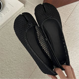 KYLETHOMASW  -  Women Mesh Split Toe Ballet Flats Summer Breathable Hollow Out Shoes White Casual Slip on Flat Loafers Beach Sandals