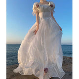 KYLETHOMASW  -  French White Princess Dress summer bow mid-length dress Party Ball Princess Fairy dresses for women