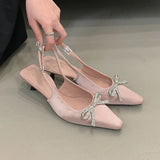 KYLETHOMASW  -  Fashion Shallow Women Medium Heels Sandals Shoes Female Pointed Toe Footwear Butterfly-Knot Ladies Heels Pumps Sandals Shoes