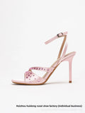 KYLETHOMASW  -  Fashionable round Head Diamond Glitter Sandals Thin Heel Buckle Strap High Heels Breathable Open Toe Luxury Sensation Shoes