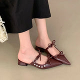 KYLETHOMASW  -  Fashion Butterfly-Knot Footwear Flats With Shoes For Women Mules Pointed Toe Female Shallow Ladies Flats Slip On Shoes
