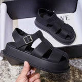 Kylethomasw Women Summer Sandals  2024 New Women Roman Sandals Closed toe Leisure Thick Soled Fashion Woven Women Shoes Sandals