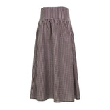 KYLETHOMASW  -  French Vintage Long Skirt For Women Casual Low Waist Plaid A Line Skirt Spring Summer Daily Commute Holiday Outfit Trend