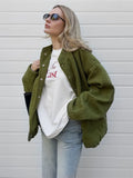 KYLETHOMASW  -  Standing Collar Buttons Women's Jackets Loose Long Sleeve Pockets Coats Solid Color Fold Tops Autumn Casual Outdoors Clothes