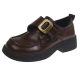 KYLETHOMASW  -  British Style Metal Buckle Women Low Heels Shoes 2025 New Fashionable Daily Dress Up Flat Shoes Outside Casual Comfortable Shoes