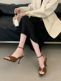 KYLETHOMASW  -  Fashion Street Style Elegant Thin High Heels Woman Pumps Pointed Toe Slingbacks Stripper Party Dress Shoes