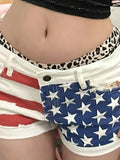 KYLETHOMASW  -  American Retro Star Printed Denim Shorts for Women's Summer Hot Girls Slim Fit Hip Wrap Shorts Fashion Female Clothes