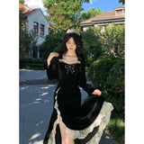 KYLTHOMASW  - Sweet Hot Girl Retro Sequined Velvet Dress for Women's Autumn and Winter Lace High Slit Mermaid Dress Fashion Female Clothes