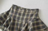 KYLETHOMASW  -  American Retro Contrast Color Plaid Ruffles Hem Mini Skirt Sexy High Waist Short Skater Skirts With Underwear