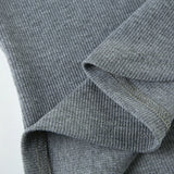 KYLETHOMASW  -  Fashionable dark chain print contrasting round neck long sleeved simple grey slim fit slimming front shoulder top