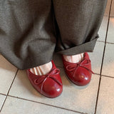 KYLETHOMASW  -  New Spring  Autumn Concise Fashion Flat Shoes Women Shallow Comfort Retro Bowknot Elegant Ballet Flats Women Zapatos De Mujer