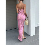 KYLETHOMASW  -  Women Sleeveless Maxi Tank Dress Spaghetti Strap Pattern Long Bodycon Dress Slim Dress