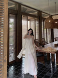 KYLETHOMASW  -  Summer French Vacation Bohemian Chic Dress Women's Lace Tulle Slim Tube Top Dress Backless Sexy Fairy-style Formal Gown Fashion