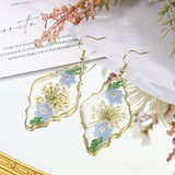 Kylethomasw Elegant Blue Flower Earrings Unique Design Handmaking Epoxy Resin Pressed Flower Earrings Women Statement Jewelry Wholesale