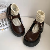 KYLETHOMASW  -  New Spring Vintage Platform Thick Bottom Women Mary Jane Shoes Shallow Round Toe Shoes Elegant Party Leather Shoes