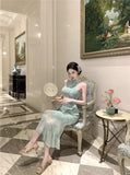 KYLETHOMASW  -  Sexy Dresses Women Temperament Elegant Floral Printed Stand Collar Slim Stretch Summer Fashion Elegant Dress Female Party