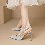 KYLETHOMASW  -  Pointed-toe Stiletto Heels Women's Sequins Cloth Spring and Summer New Straight Buckle Banquet Shoes Single Shoes