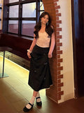 Kylethomasw   -  Women Black Long Skirt Y2k Vintage Elegant Harajuku 2000s Skirts Korean Streetwear 90s Fashion Oversize High Waist Skirts
