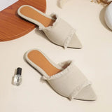 KYLETHOMASW  -  Summer Femme Pointed Toe Flip Flops Women Flats Cowboy Slippers Fashion Beach Dress Shoes New Casual Slides Zapatos Mujer