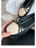 KYLETHOMASW  -  Retro Square Toe Bow Brand Low Heel Pumps Women Fashion Mixed Colors Flats Comfortable Shallow Moccasin Loafers Zapatos De Mujer