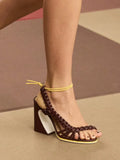 KYLETHOMASW  -  European and American Summer Women's Coarse High-heeled Woven Sandals Fashion Runway Plus Women's Sandals