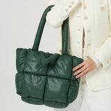 Kylethomasw Down Cotton Women's Bag Winter New Simple Design Solid Color Soft Small Square Filled One Shoulder Handbag