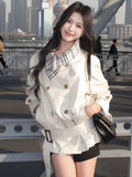 KYLETHOMASW  -  White Standing Collar Windbreaker Women's Short Style Autumn New Item Small Fashionable Temperament Spring and Autumn Coat