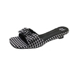 KYLETHOMASW  -  Bow Women Slippers Elegant Wedges Shoes Casual Beach Sandals New Fashion Walking Flip Flops Dress Trend Mujer Sandalias