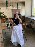 KYLETHOMASW  -  French Style Patchwork Mushroom Edge Split Skirt Women Summer New Versatile and Personalized A-line Long Skirts