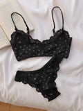 KYLETHOMASW  -  Lace Bra Set Woman Adjusted-strap Seamless Bras+Low Waist Panties Female Casual Simple Solid High Elasticity Lingerie Sets