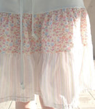 KYLETHOMASW  -  Japanese Floral Print Sweet Knee Length Skirt Women Summer High Waist Lace Up Contrast Color Patchwork Fold A-line Skirt
