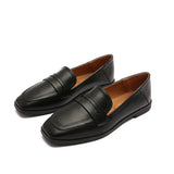 KYLETHOMASW  -  British High Quality leather flats shoes woman slip on loafers 34-43 big size square toe oxford shoes woman comfy working flats