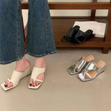 KYLETHOMASW  -  Summer New Brand Women Slipper Fashion High Wedge Heel Ladies Elegant Slides Open Toe Slip On Dress Sandal Shoes